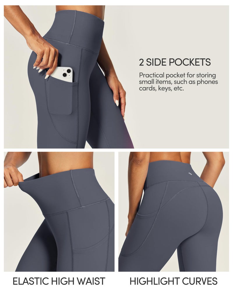 IUGA Fleece Lined Leggings Women Thermal Leggings for Women Winter Warm Tights High Waisted Hiking Yoga Pants with Pockets(Grey-2020, M) - Image 2
